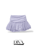 Lavender skirt with ruffled layers